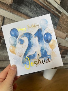 Personalised boys 21st birthday card