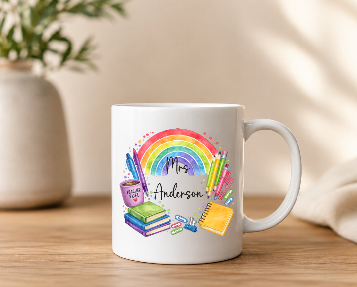 Personalised Rainbow Teacher Mug