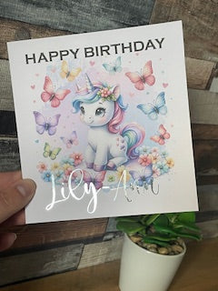 Personalised Unicorn Birthday Card