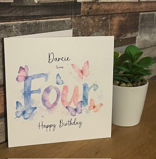 Personalised Watercolour Number Card