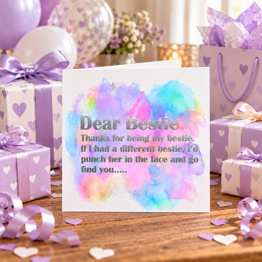 Water Colour Bestie Birthday Card