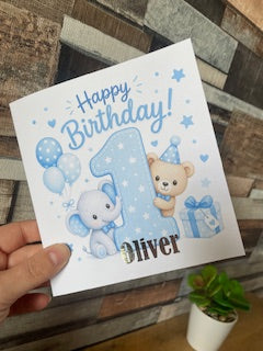 Personalised boys number card