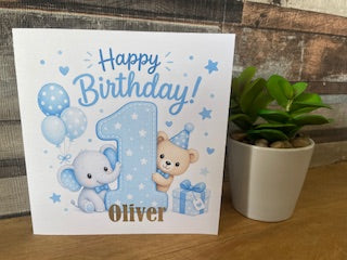 Personalised boys number card