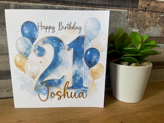 Personalised boys 21st birthday card
