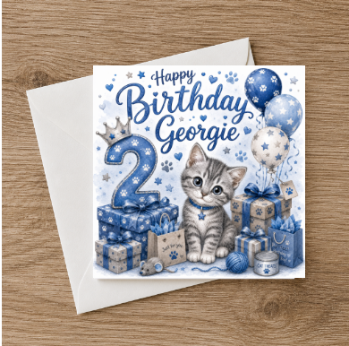Personalised Cat Birthday Card