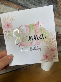 Personalised girls 21st birthday card
