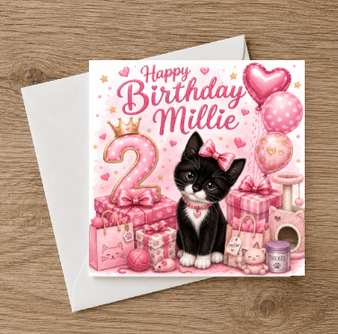 Personalised Cat Birthday Card