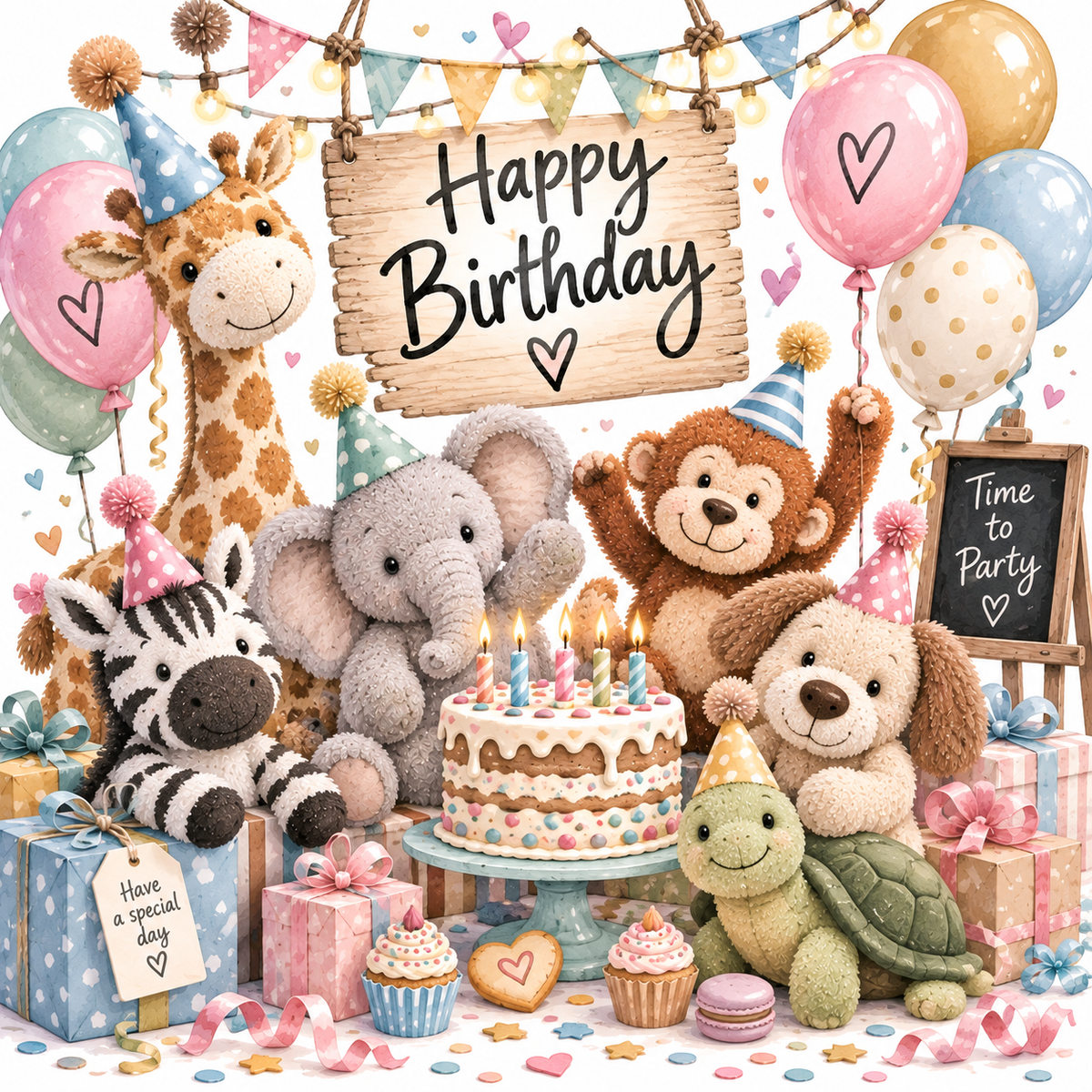Jelly Cat Theme Birthday Card