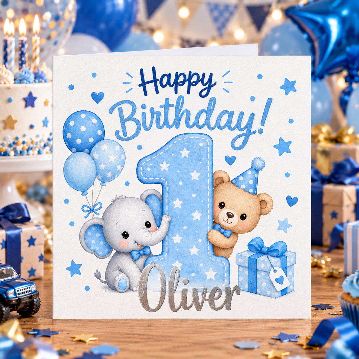 Personalised boys number card