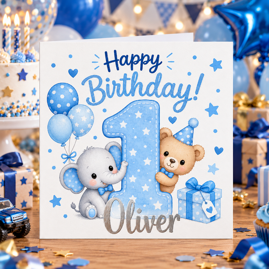 Personalised boys number card