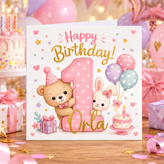 Personalised girls birthday card