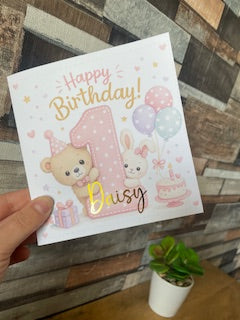 Personalised girls birthday card