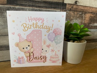 Personalised girls birthday card