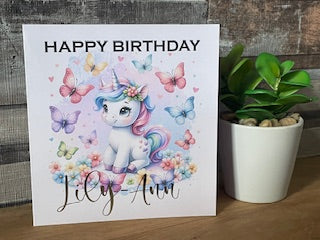 Personalised Unicorn Birthday Card