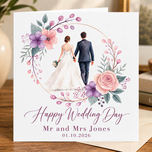 Personalised Wedding Card - Lilacs
