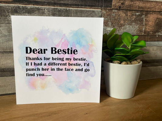 Water Colour Bestie Birthday Card