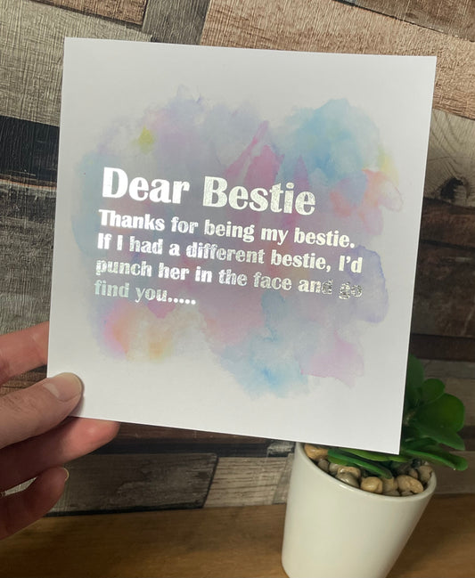 Water Colour Bestie Birthday Card