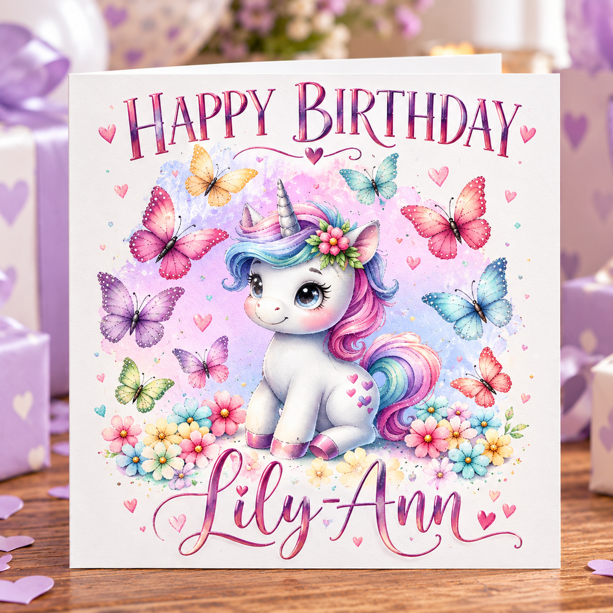 Personalised Unicorn Birthday Card